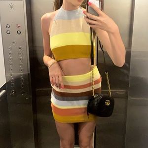 Colorful knit crop and skirt set!!
